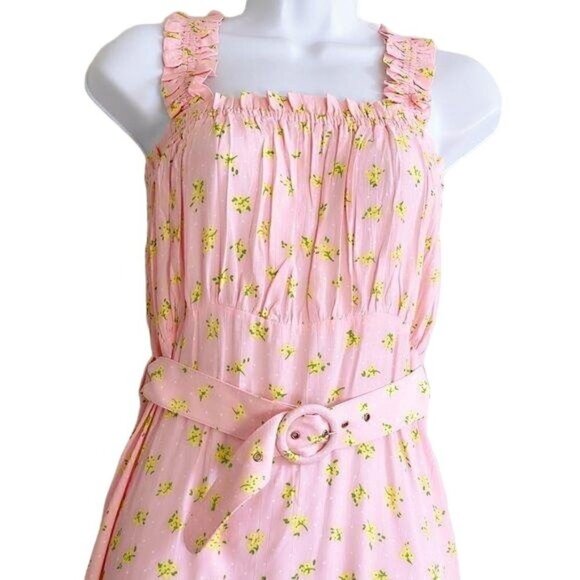 Faithfull The Brand Pink Mid‎ Summer Floral Mini Dress, Size 8 - Picture 5 of 13